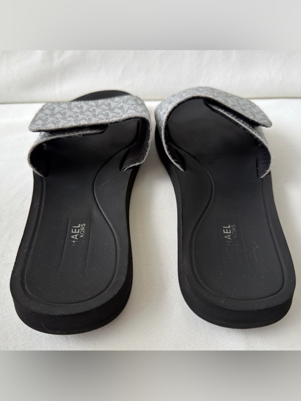 Michael Kors Silver Monogram Slide Sandals - Picture 3 of 11